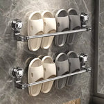 Charger l'image dans la galerie, Porte-serviettes mural à ventouses pour salle de bain, porte-chaussons, barre porte-serviettes télescopique amovible en plastique pour la maison
